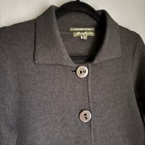 EDDIE BAUER Women's MED Dark Grey Tight Knit Italian Merino Wool Sweater Cottage